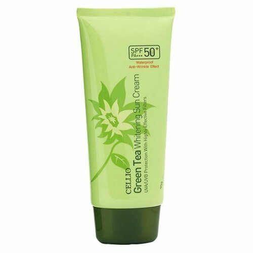 Cellio Крем солнцезащитный с зеленым чаем Green tea whitening sun 50+ 70 мл.