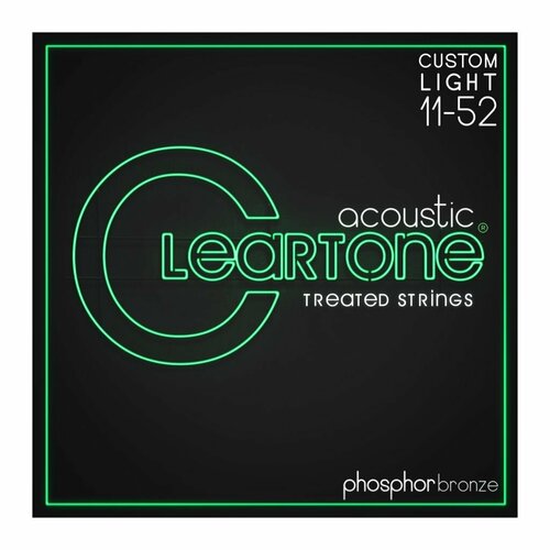 струны для акустической гитары cleartone 7411 7411 Phosphor Bronze Комплект струн для акустической гитары, ф. бронза, с покрытием, 11-52, Cleartone