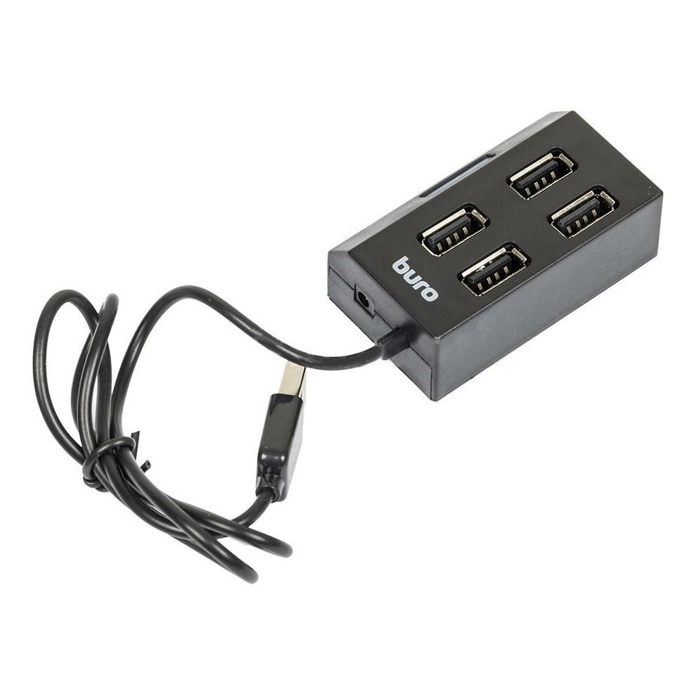 Разветвитель USB 2.0 Buro BU-HUB4-U2.0 4порт. черный