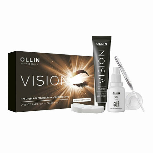 Набор для окрашивания бровей и ресниц / Vision, холодно-коричневый 40 мл. Ollin