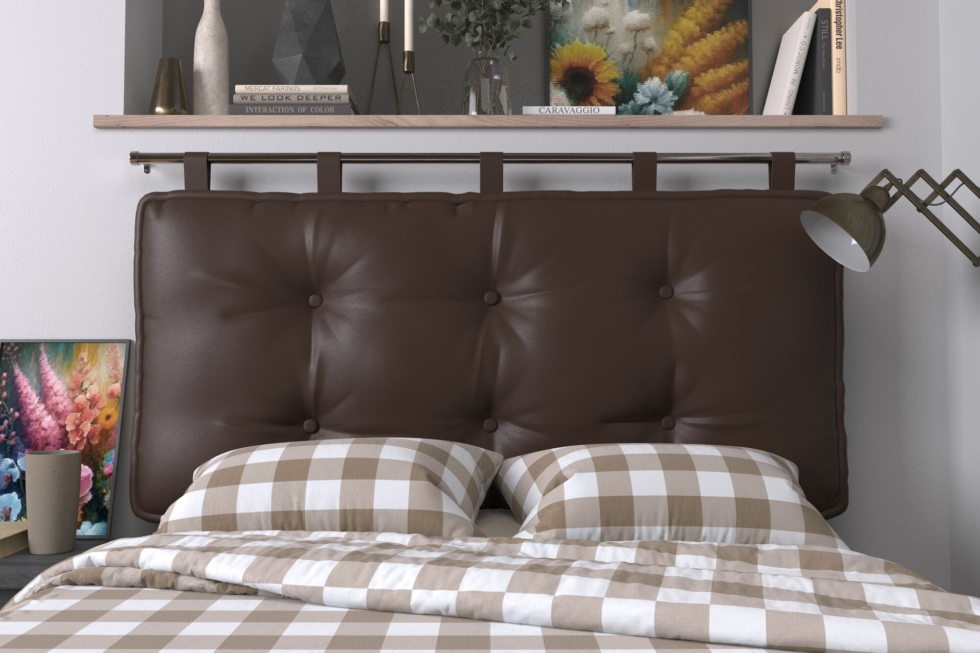 Набивное изголовье-подушка для кровати Mr. Mattress Soft L 200x70 Brown с креплением