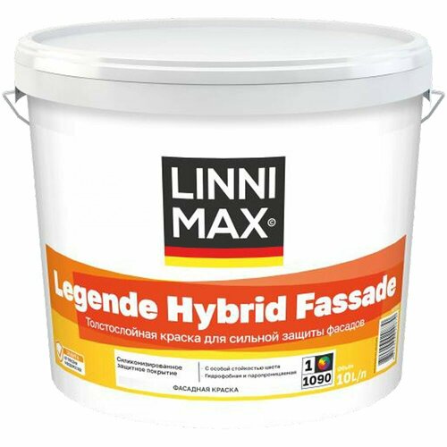 LINNIMAX GRAND LEGENDE HYBRID FASSADE (CAPAROL MURESKO) краска фасадная силикон-модиф база 1, 10 л краска силиконовая фасадная для наружных работ caparol muresko муреско база 1 10 л