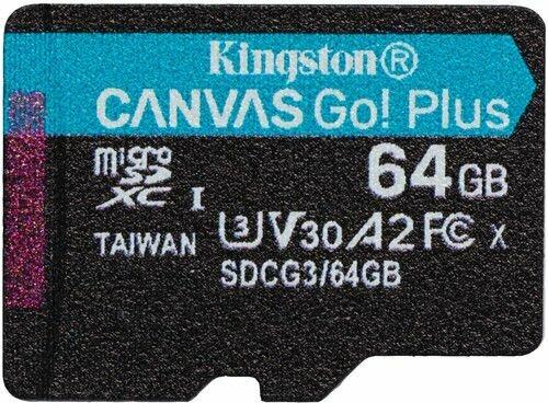 Карта памяти Kingston microSDXC Canvas Go Plus Class 10 UHS-I U3 (170/70MB/s) 64GB