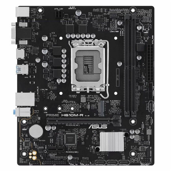 ASUS PRIME H610M-R-SI, LGA1700, H610, 2*DDR5, 4*SATA, 1*M.2, 2*USB 3.2, 2*USB 2.0, 1*PCIx16, 1*PCIx1, DP+HDMI+VGA, mATX; 90MB1GL0-M0ECY0