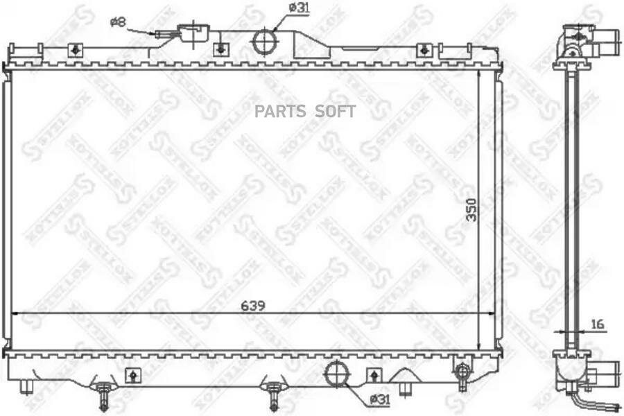 STELLOX 1026299SX 10-26299-SX_радиатор системы охлаждения! АКПП\ Toyota Corolla 1.8 98-99