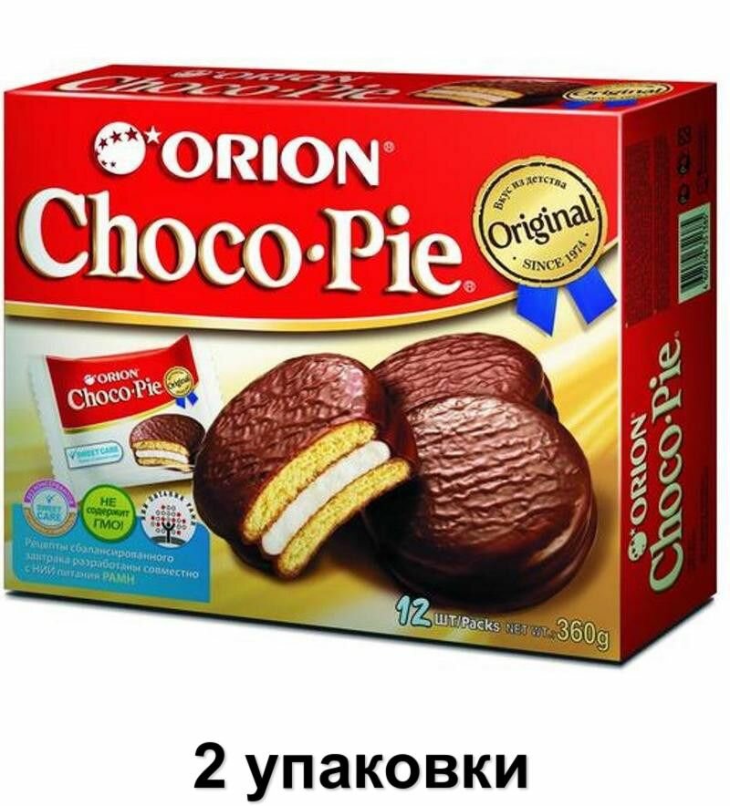 Orion Печенье бисквитное Choco Pie в глазури, 360 г, 2 уп