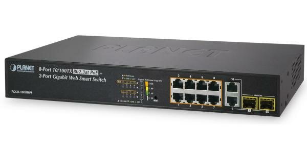 8-Port 10/100TX 802.3at High Power POE + 2-Port Gigabit TP/SFP Combo Managed Ethernet Switch (120W)