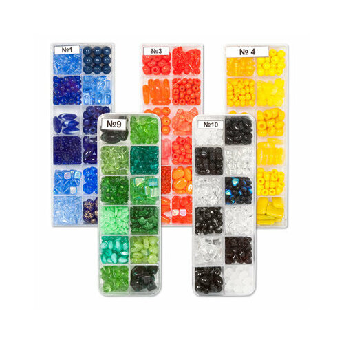 Бусина Чехия 'PRECIOSA' набор бусин В-12 170 г цвет №10 ассорти/черно-белый