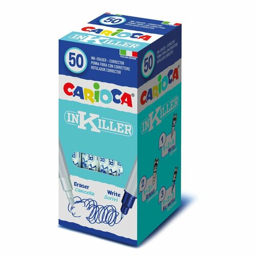 Carioca Ручка капиллярная синяя пиши-стирай Inkiller 1 мм 50 шт. 41414 carioca набор ручка пиши стирайкапилляр carioca oops retractable 0 7мм ластик синяя 1смен стержень