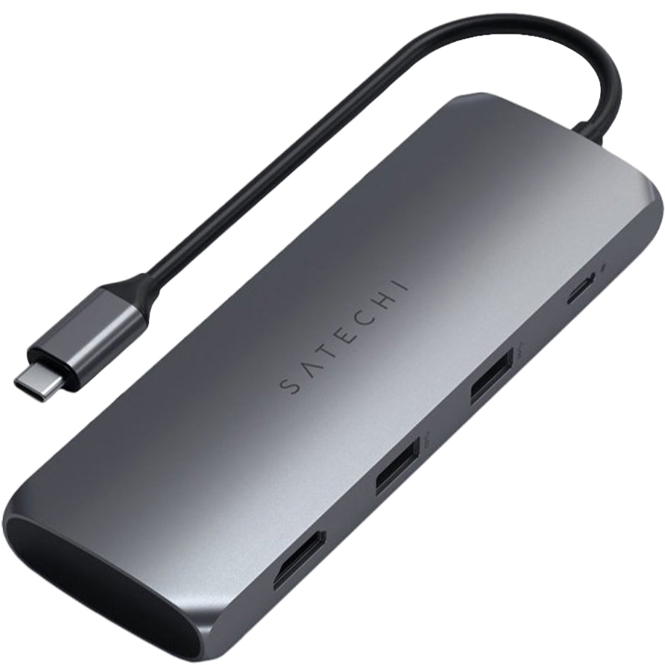 USB-хаб Satechi USB-C Hybrid Multiport Adapter (with SSD Enclosure M.2 SATA, 2xUSB 3.1, USB Type-C, HDMI), Серый