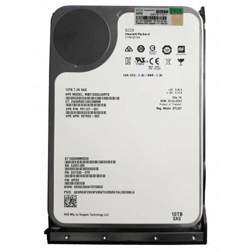 Жесткий Диск HPE MB010000JWRTE 10Tb 7200 SAS 35 HDD 55310₽