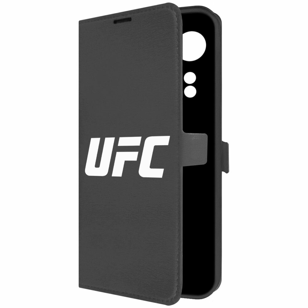 Чехол-книжка Krutoff Eco Book для Oppo A78 4G UFC (черный), с рисунком, искусственная кожа/полиуретан