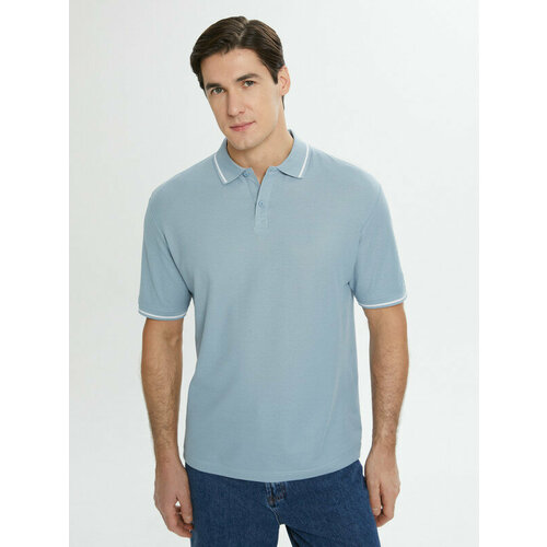 хлопковая мужская футболка с коротким рукавом белый xl Поло FINN FLARE BAS-20034.SE, размер XL(182-108-43), голубой