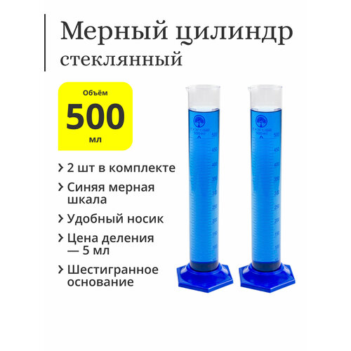 Мерный цилиндр стеклянный, 500 мл (2 шт.)