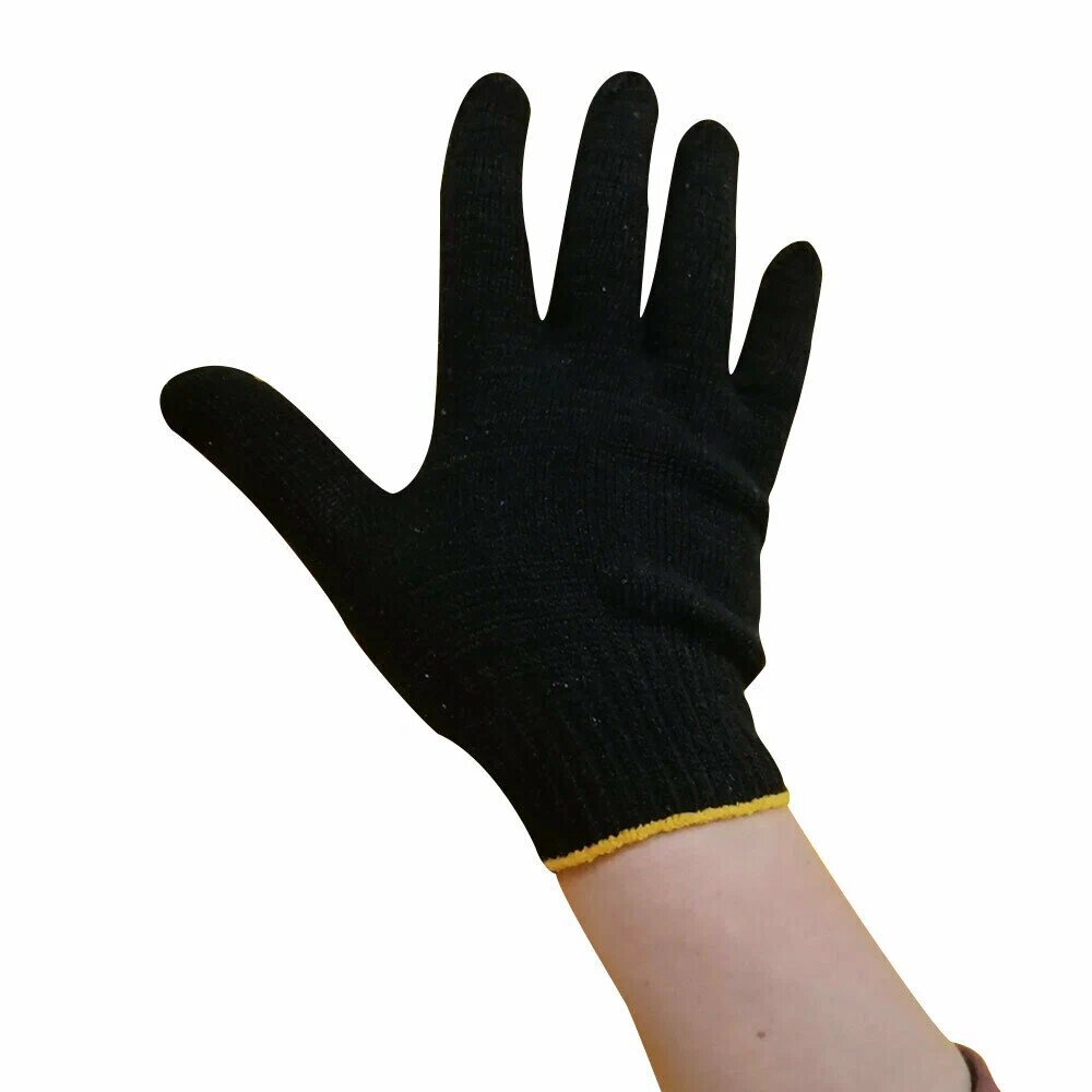 Рабочие перчатки, дачные, без покрытия из ХБ, чёрные 5 пар