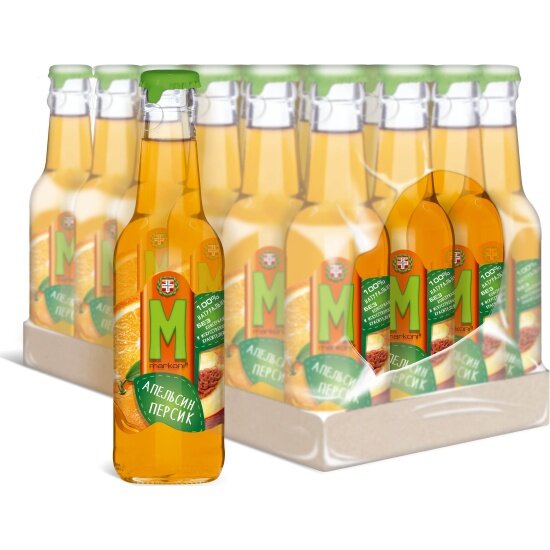Напиток сокосодержащий Markoni Апельсин - Персик 0,25 л стекло (24 штук в упаковке)