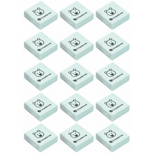 Schoolformat Ластик Animals, 35х35х13 мм, мягкий, 15 шт