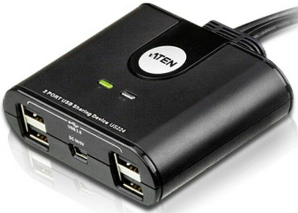 ATEN US224 Переключатель электрон USB 2 User 2 устройства + клавиатура + мышь 2 USB A-тип 4 USB A-тип Male Female со встроен.