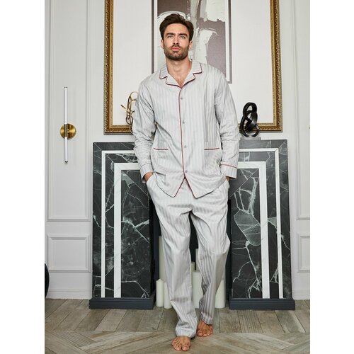 Пижама Малиновые сны, размер 56, серый зимняя пижама из 100% хлопка для мужчин dormir пижама для отдыха серая пижама домашняя одежда мужские пижамы из хлопка пижамный комплект для с