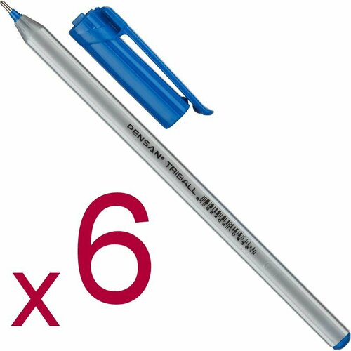Ручка шариковая неавтоматическая PENSAN TRIBALL -синяя-1,0мм ( 6 шт) комплект 54 штук ручка шариковая неавтомат pensan triball черная 1 0мм