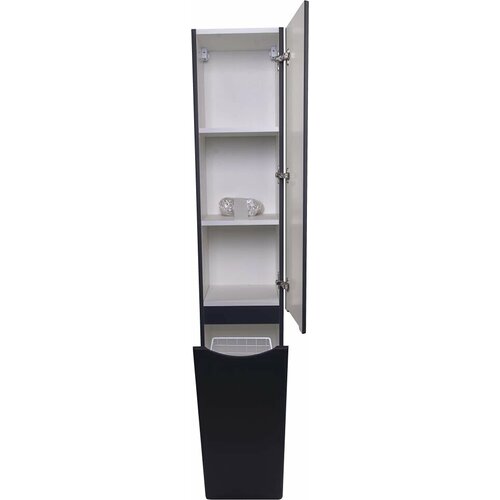 Пенал напольный черный матовый с бельевой корзиной R Style Line Бергамо СС-00002331 28185₽