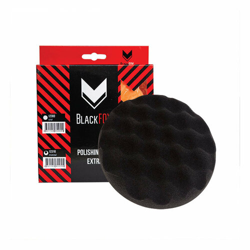 12325 BlackFox Полировальник рельефный поролоновый на липучке, 150 х 25 мм, мягкий, черный