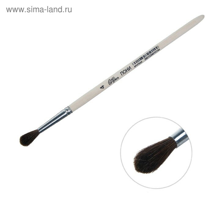 фото Кисть Пони круглая № 4 (диаметр обоймы 4 мм; длина волоса 18 мм), деревянная ручка, Calligrata