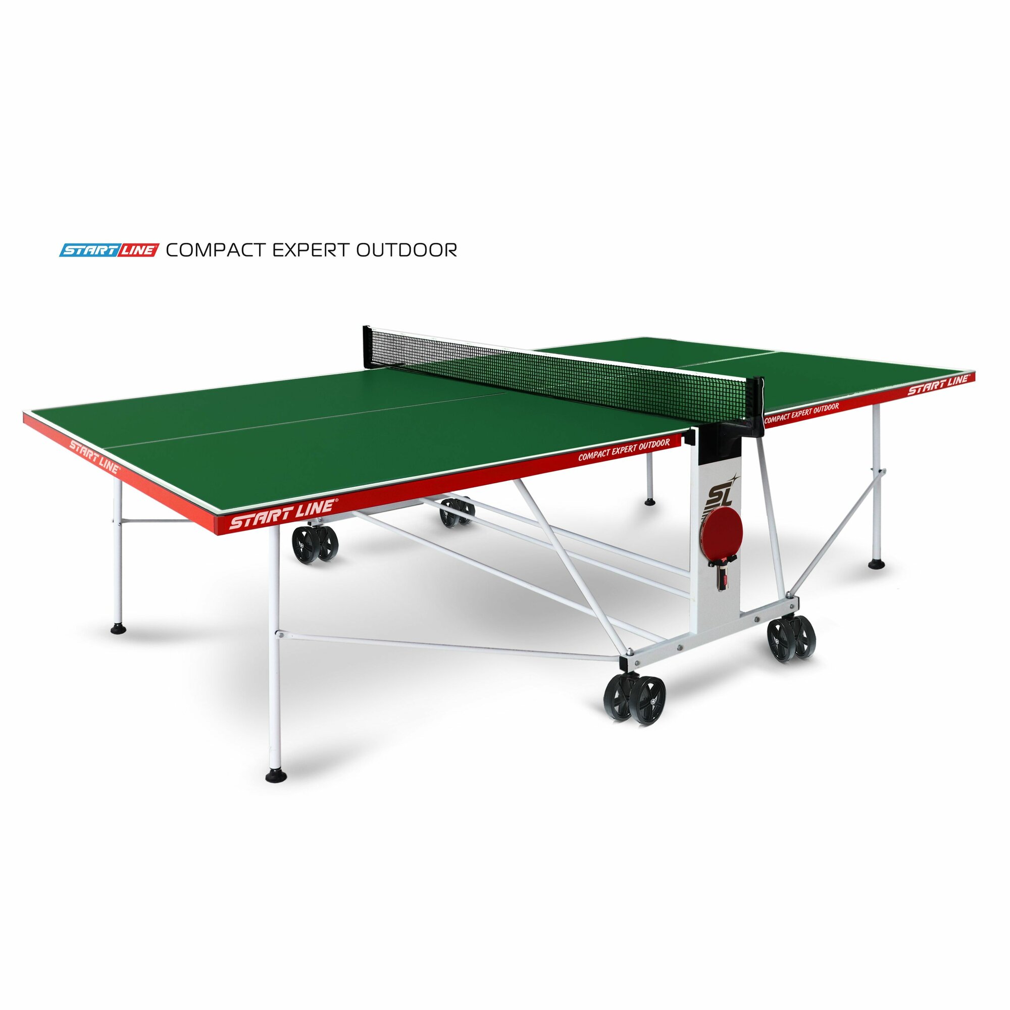 фото Теннисный стол всепогодный, для улицы, дачи Compact Expert Outdoor 6 зеленый профессиональный, складной, с встроенной сеткой и колесами