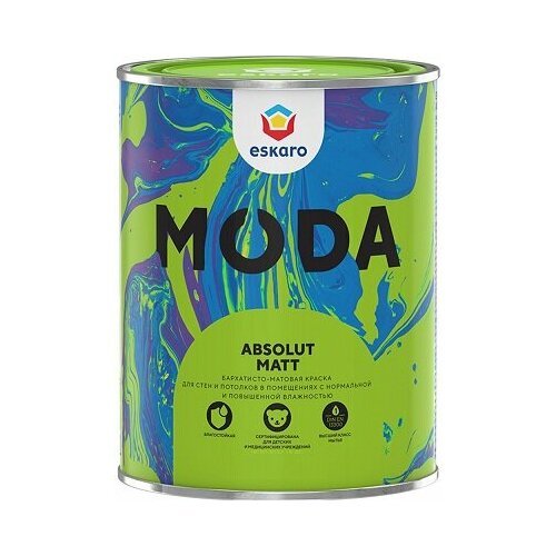 Краска для Стен и Потолков Escaro Moda Absolut Matt 0.9л Бархатисто-Матовая.