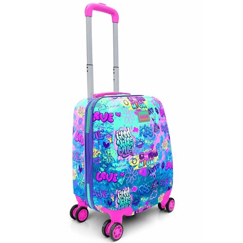 Чемодан  CORAL HIGH, ручная кладь, 33х40х25 см, 2.3 кг, фиолетовый, бирюзовый