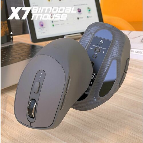 Игровая беспроводная Мышь ZiyouLang X7, Bluetooth + 2.4G DPI 4000, Серый