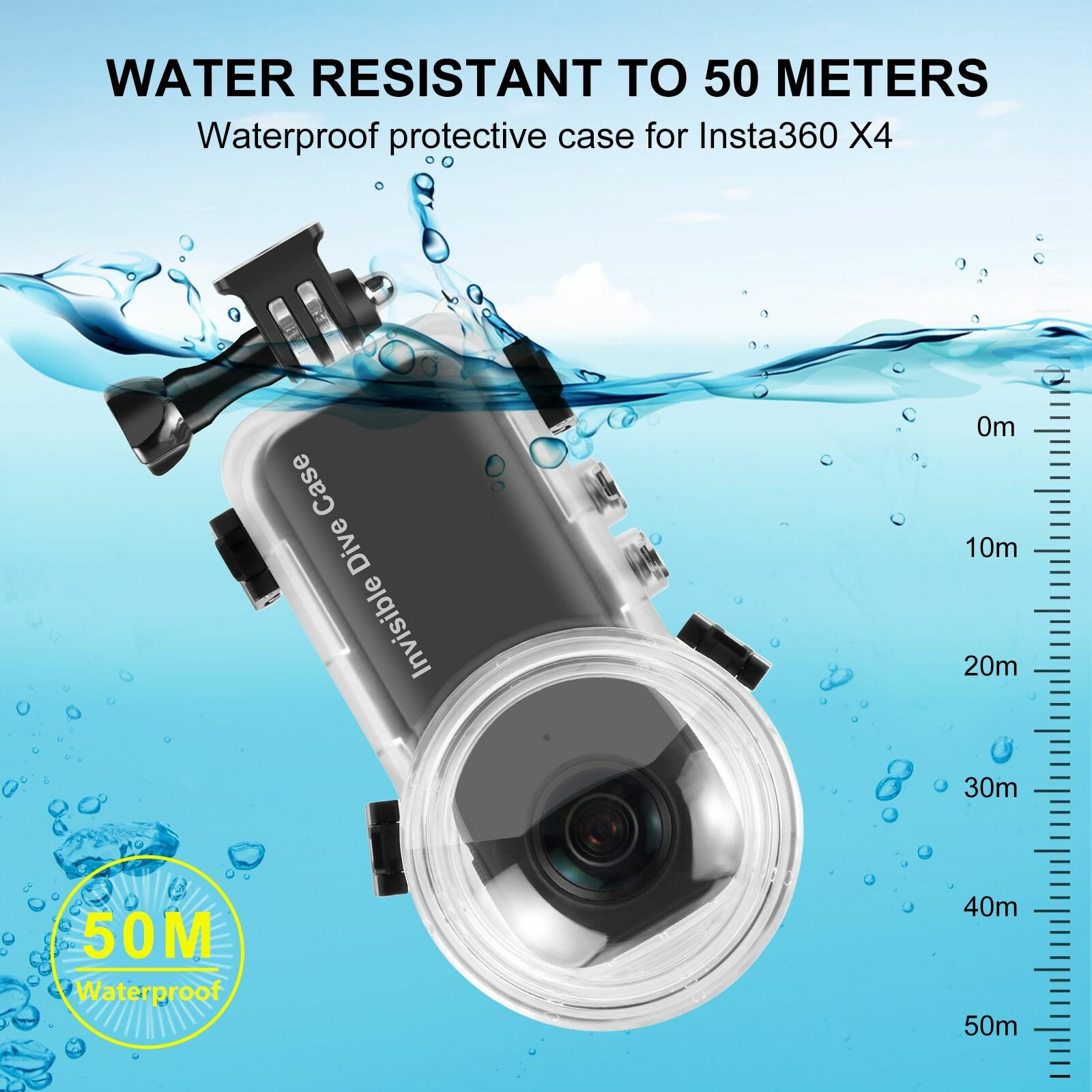 Аквабокс для Insta360 X4 водонепроницаемый чехол до 50м Dive Case