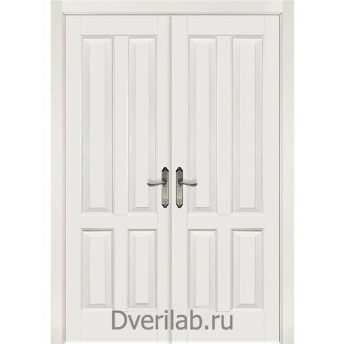 Массив ОКА Межкомнатная двустворчатая дверь массив ольхи Ретро белая глухая