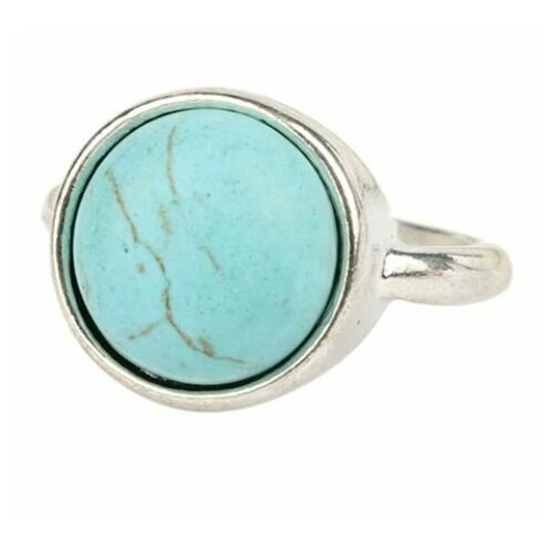 Кольцо Anikom, искусственный камень, размер 17, серебряный, голубой