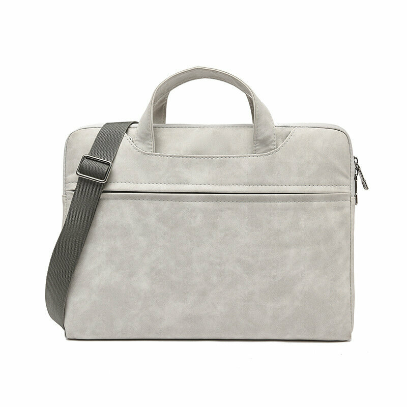 фото Сумка R-MAX с плечевым ремнем для хранения и перевозки ноутбуков диагональю до 14 дюймов с креплением на чемодан, темно-серый