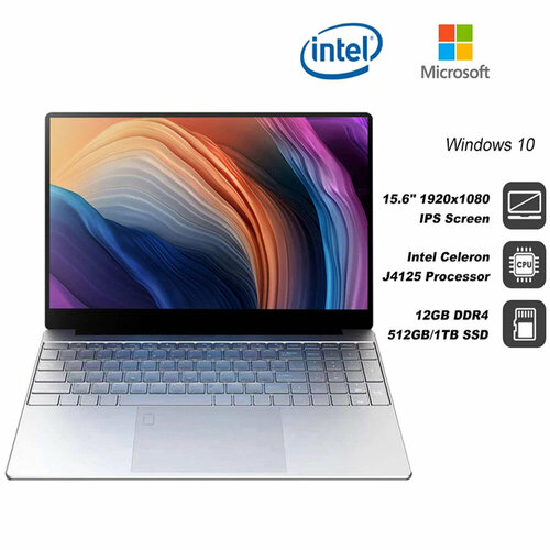 Ноутбу J4125 156 дюйм RAM 12ГБ SSD 512 ГБ русский язык 2400000₽