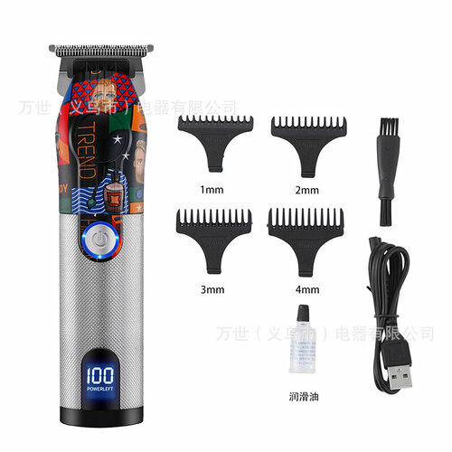 Электрическая машинка для стрижки волос с ЖК-дисплеем и дизайном Граффити серебристая 106600₽