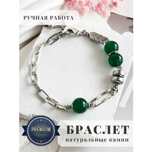 Браслет ELENA MINAKOVA Jewelry Design, агат, размер 22.5 см, размер one size, зеленый