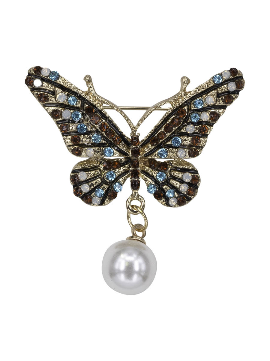 Брошь OTOKODESIGN, стразы, мультиколор