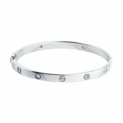 Браслет Diamant, серебро, 925 проба, родирование, фианит, длина 17.5 см.