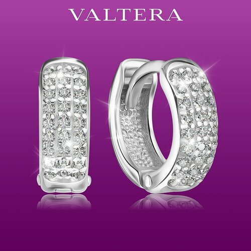 фото Серьги конго valtera, серебро, 925 проба, родирование, фианит, , серебристый