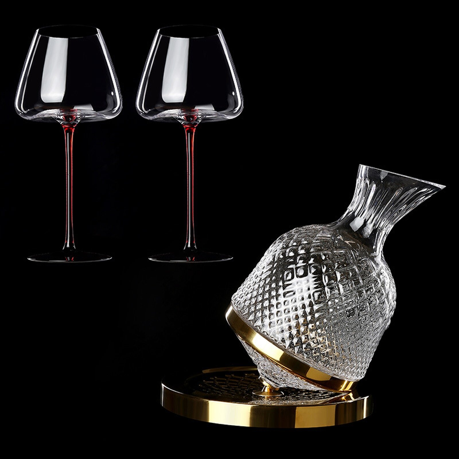 Набор для вина, графин 1400 ml, бокал 2 шт 680 ml, цвет золотистый