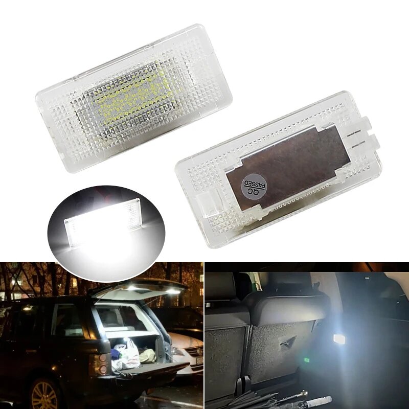 Подходит для Land Rover Range Rover Sport L322 2005-2008, белый SMD светодиодный светильник для багажника, багажного отделения, подсветка для ног, 6000K, белый, 2PCS