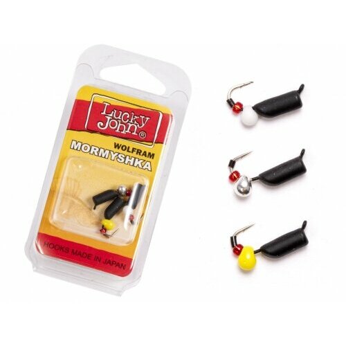 Мормышки вольфрамовые Lucky John с петелькой 3шт набор столбик безнасадочный блистер