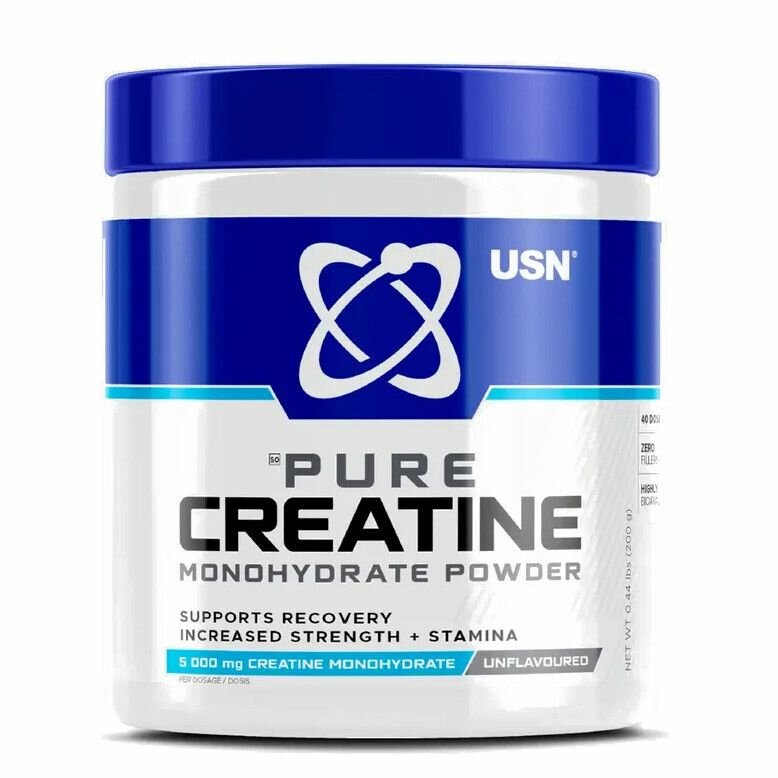USN Pure Creatine Powder, Моногидрат креатина 200 гр - Помогает набрать мышечную массу, придает сил.