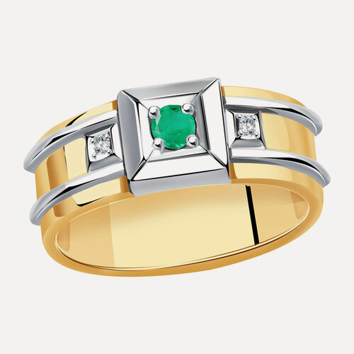 Изображение товара Кольцо, красное золото, 585 проба, изумруд, бриллиант