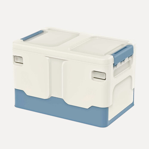Изображение товара Ящик пластиковый складной белый, дно синее, 370х240х240 мм
