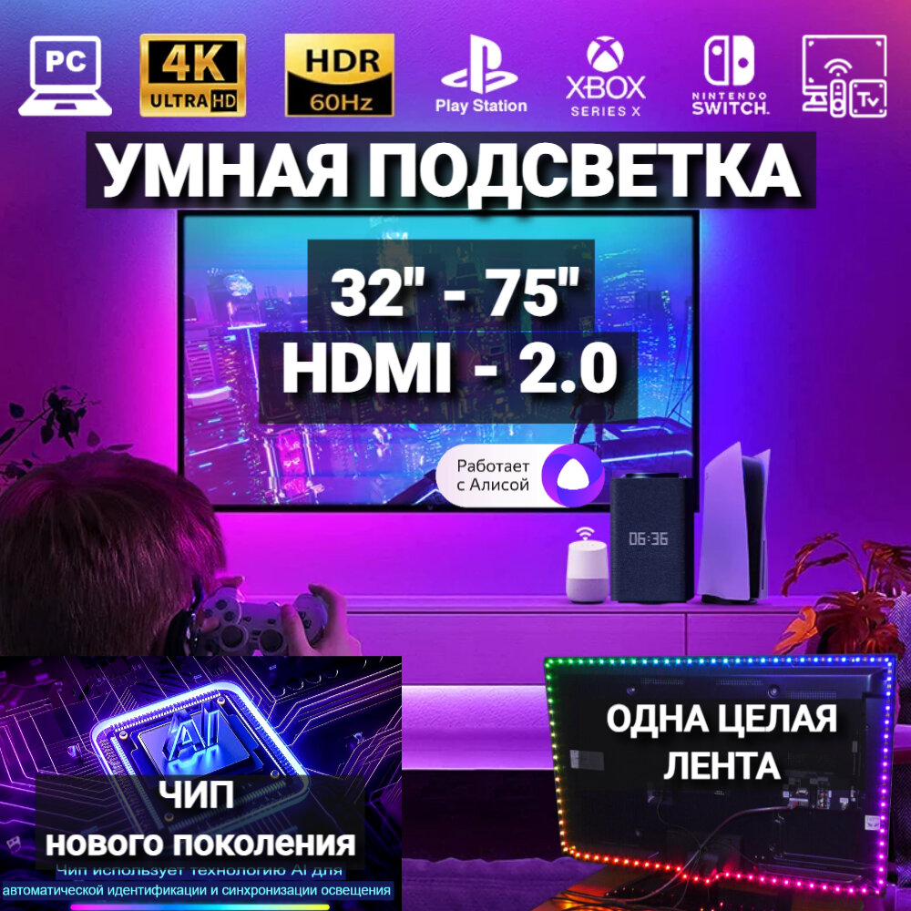 Умная подсветка ambilight для телевизора — купить по низкой цене на ...