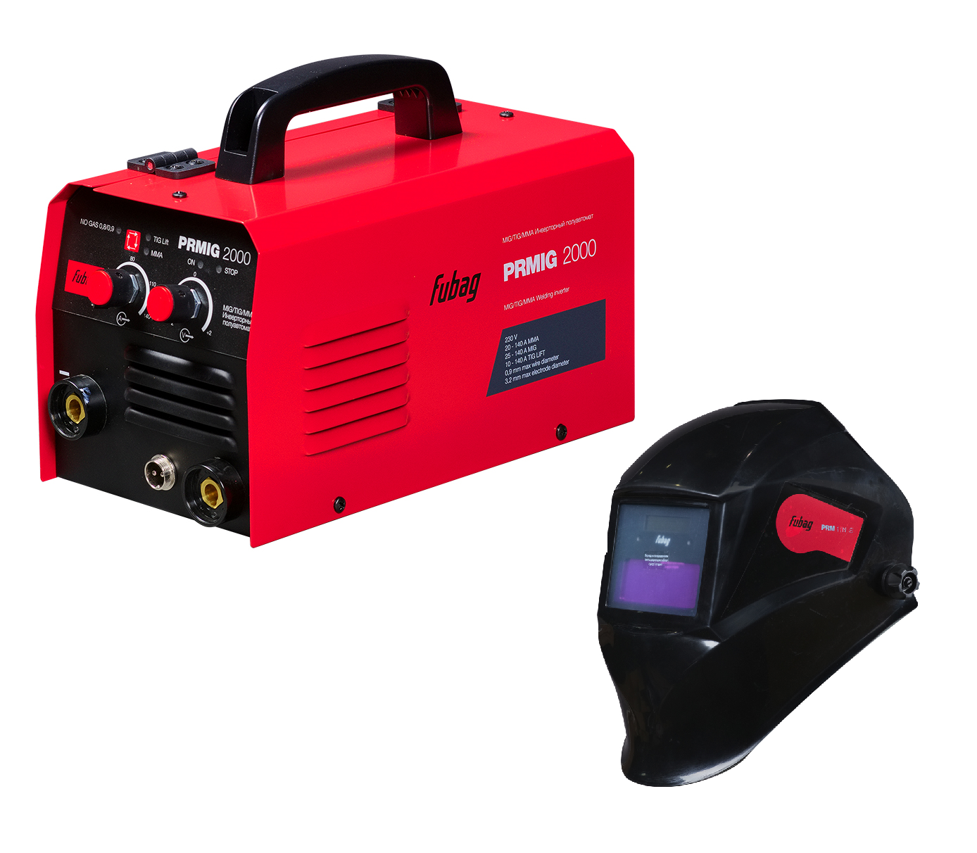 Сварочный полуавтомат без газа FUBAG PRMIG 2000 + Маска сварщика FUBAG PRM 11N S, черная