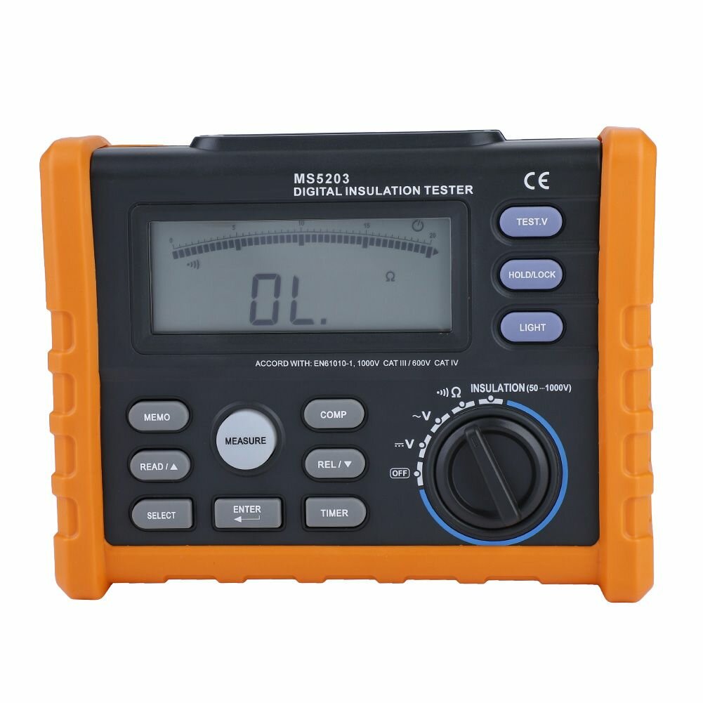 Индикаторы Напряжения PEAKMETER MS5203 Измеритель сопротивления изоляции с цифровым и аналоговым дисплеем 50-1000 В